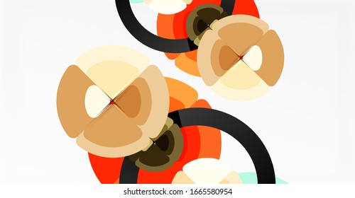 Fundo abstrato, cores na moda círculos composição geométrica. Ilustração vetorial para papel de parede, banner, plano de fundo, cartão, ilustração de livro, página inicial