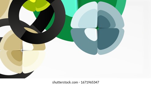 Abstrakter Hintergrund, trendige Farbkreise geometrische Zusammensetzung. Vektorillustration-Illustration für Bildschirmhintergrund, Banner, Hintergrund, Karte, Buchillustration, Landungsseite