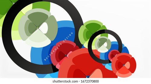 Abstract background, trendy color circles geometrical composition. Vector Illustration For Wallpaper, Banner, Background, Card, Book Illustration, landing page