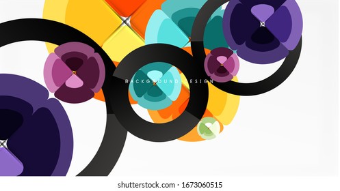 Abstract background, trendy color circles geometrical composition. Vector Illustration For Wallpaper, Banner, Background, Card, Book Illustration, landing page