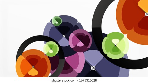 Abstract background, trendy color circles geometrical composition. Vector Illustration For Wallpaper, Banner, Background, Card, Book Illustration, landing page