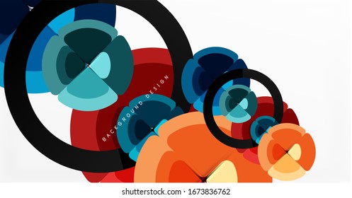 Abstract background, trendy color circles geometrical composition. Vector Illustration For Wallpaper, Banner, Background, Card, Book Illustration, landing page