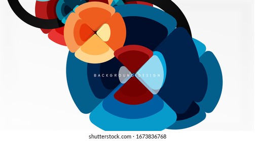 Abstrakter Hintergrund, trendige Farbkreise geometrische Zusammensetzung. Vektorillustration-Illustration für Bildschirmhintergrund, Banner, Hintergrund, Karte, Buchillustration, Landungsseite