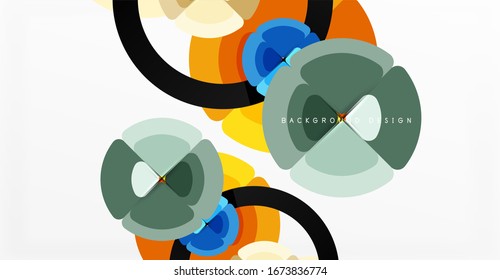 Abstract background, trendy color circles geometrical composition. Vector Illustration For Wallpaper, Banner, Background, Card, Book Illustration, landing page