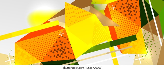 Fondo abstracto: el triángulo moderno de baja polilla forma un patrón poligonal, composición dinámica geométrica con espacio de copia. Ilustración Vectorial Para Papel De Fondo De Pantalla, Banner, Fondo, Tarjeta, Ilustración Del Libro