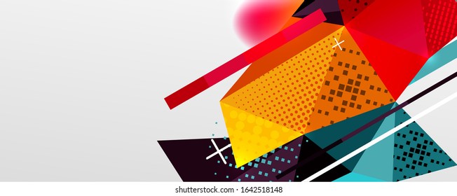 Fondo abstracto: el triángulo moderno de baja polilla forma un patrón poligonal, composición dinámica geométrica con espacio de copia. Ilustración Vectorial Para Papel De Fondo De Pantalla, Banner, Fondo, Tarjeta, Ilustración Del Libro