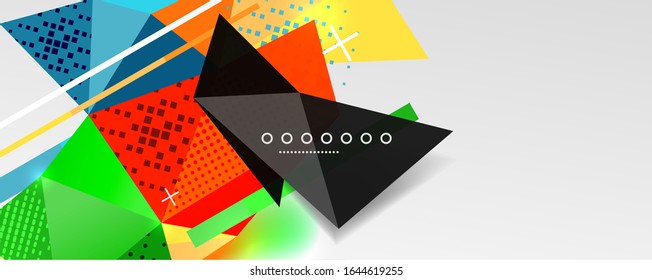 Abstrakter Hintergrund - trendiger Low-Poly-Dreieck formt polygonales Muster, geometrische dynamische Komposition mit Kopienraum. Vektorillustration-Illustration für Bildschirmhintergrund, Banner, Hintergrund, Karte, Buchillustration