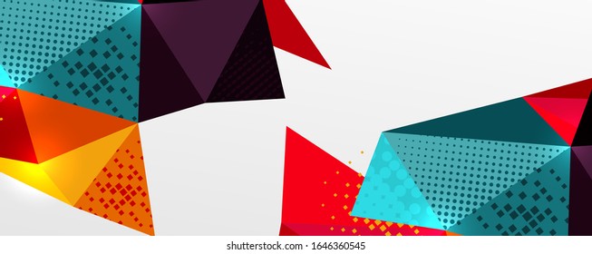 Abstract background - trendy low poly triangle shapes polygonal pattern, geometric dynamic composition with copyspace. Vector Illustration For Wallpaper, Banner, Background, Card, Book Illustration