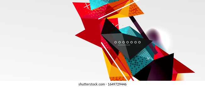 Abstract background - trendy low poly triangle shapes polygonal pattern, geometric dynamic composition with copyspace. Vector Illustration For Wallpaper, Banner, Background, Card, Book Illustration
