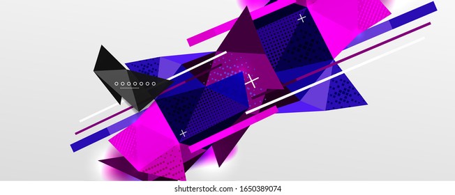 Abstract background - trendy low poly triangle shapes polygonal pattern, geometric dynamic composition with copyspace. Vector Illustration For Wallpaper, Banner, Background, Card, Book Illustration
