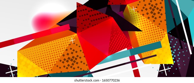 Abstract background - trendy low poly triangle shapes polygonal pattern, geometric dynamic composition with copyspace. Vector Illustration For Wallpaper, Banner, Background, Card, Book Illustration