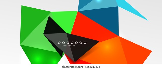 Abstrakter Hintergrund - trendiger Low-Poly-Dreieck formt polygonales Muster, geometrische dynamische Komposition mit Kopienraum. Vektorillustration-Illustration für Bildschirmhintergrund, Banner, Hintergrund, Karte, Buchillustration