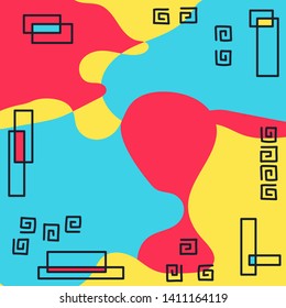 Abstract background in trendy memphis 80s-90s style.Vector pattern with geometric forms