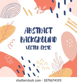 Abstract background in trendy style with botanical and geometric elements, textures. Natural earthy colors. . Vector illustration. Design for social media posts or web banners.