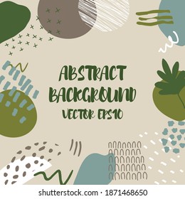 Abstract background in trendy style with botanical and geometric elements, textures. Natural earthy colors. . Vector illustration. Design for social media posts or web banners.