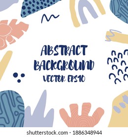 Resumen de fondo a la moda con elementos botánicos y geométricos, texturas. Colores naturales pastel. 