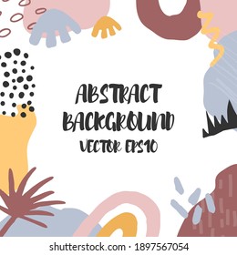 Abstract background in trendy style with botanical and geometric elements, textures. Natural pastel colours. 