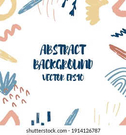 Abstract background in trendy style with botanical and geometric elements, pattern. Natural pastel colours. 