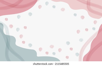 Abstract background in a trendy style. Template, banner, card, poster. Hand drawing. Pastel pink and blue color. Watercolor vector brushes. White background. Vector illustration.