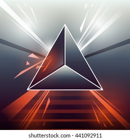 Abstract background with Triangle. 80s Retro Sci-Fi VHS. Vector EPS10