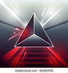 Abstract background with Triangle. 80s Retro Sci-Fi VHS. Vector EPS10