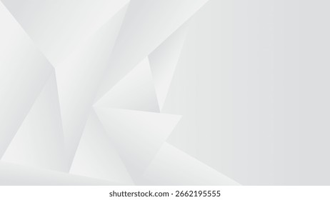 FUNDO ABSTRATO COM TRIÂNGULO FORMAS GEOMÉTRICAS GRADIENTE BRANCO CINZA COR DESIGN VETOR MODELO BOM PARA SITE MODERNO, PAPEL DE PAREDE, DESIGN DE CAPA, PÁGINA INICIAL