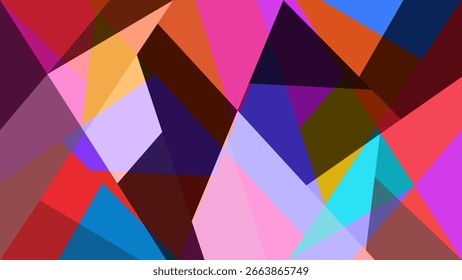ABSTRACT BACKGROUND WITH TRIANGLE GEOMETRIC SHAPES FLAT COLORFUL DESIGN VECTOR TEMPLATE GOOD FOR MODERN WEBSITE, WALLPAPER, COVER DESIGN, LANDING PAGE
