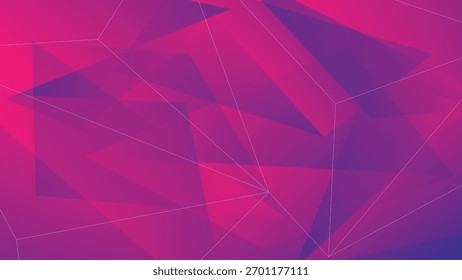 Abstract Background with Triangle Mosaic Lines and 3D Effects, Purple Red Gradient Color