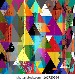 abstract background, with triangle, paint strokes and splashes