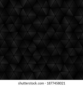 Abstract background triangle shape with rounded ends. Black seamless hexagon geometric shape. Shiny gradient pattern. Vector illustration.