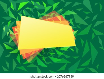 Abstract  background with triangle shapes and banner sticker card for your text, origami paper style. Vector illustration template concept for business design, brochure, cover, poster, media.