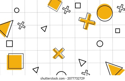 abstract background with triangle, square, round and cross shapes
