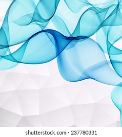 Abstract background with triangles and blue waves 