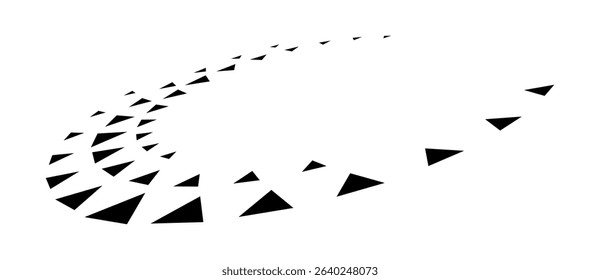 Abstract background with triangles in circle. Art design spiral as logo or icon. A black figure on a white background. Perspective view.