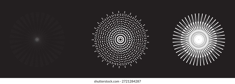Abstract background with triangles in circle. Art design spiral as logo or icon. A black figure on a white background and an equally white figure on the black side.