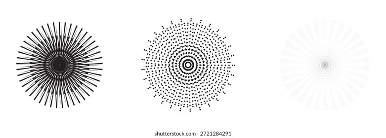 Fundo abstrato com triângulos em círculo. Espiral de design de arte como logotipo ou ícone. Uma figura preta sobre um fundo branco e uma figura igualmente branca no lado preto.