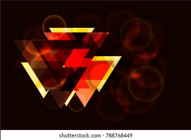 Abstract background with triangles and circles in grunge style