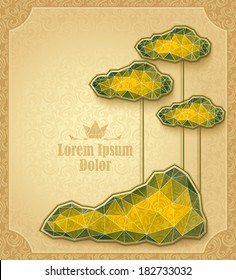 Abstract background with triangles clouds or trees and seamless pattern for advertising something