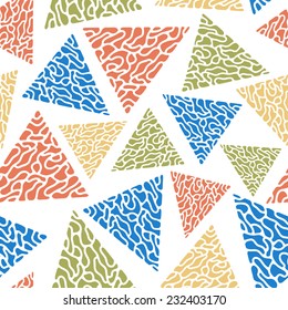 Abstract background with triangles. Colorful textile pattern. 