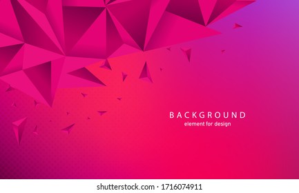 Abstract background with triangles modern concept. 3D triangles. Dynamical colored composition. Template for design website landing page, social media, banner, leaflet, cover, poster. Vector