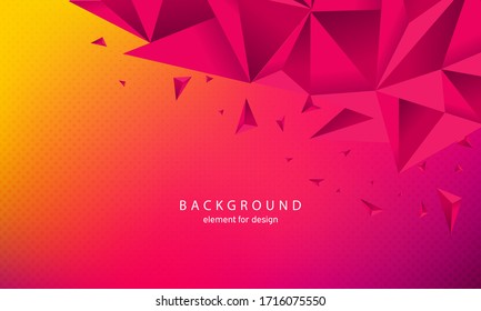 Abstract background with triangles modern concept. 3D triangles. Dynamical colored composition. Template for design website landing page, social media, banner, leaflet, cover, poster. Vector