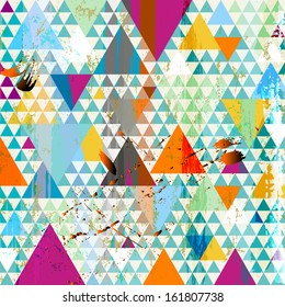 abstract background, with triangles, paint strokes and splashes