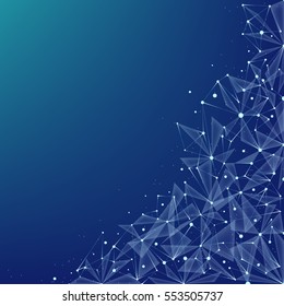 Abstract background with triangles and place for text. Blue color. Vector illustration.