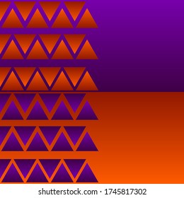 Fondo abstracto con triángulos, patrón morado y anaranjado, ilustración vectorial.