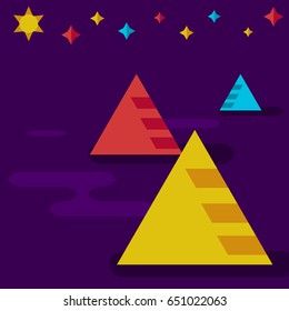 Abstract background with triangles, stars and sun