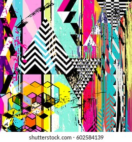 abstract background, with triangles, stripes, strokes and splashes