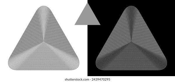 Abstract background with triangles in triangle. Art design element as logo or icon. A black figure on a white background and an equally white figure on the black side.