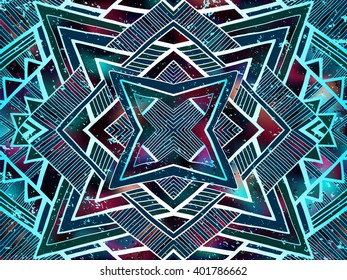 Abstract background. Tribal boho summer background. Colorful ornament background. Summer night sky colors. Abstract vector can be used for web design, wallpapers, fabric and prints.