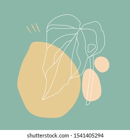 Abstract background with tropical element in line art , shapes for minimalistic style. Fashion concept for banner, template, card.