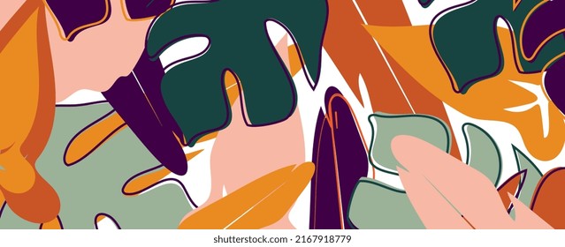 Abstract background with tropical leaves - for banners, posters, cover design templates.